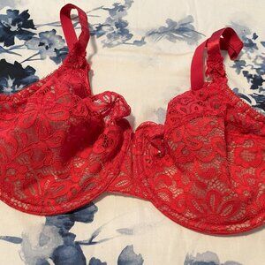 WACOAL Red Lace Bra 38DD Model 851166